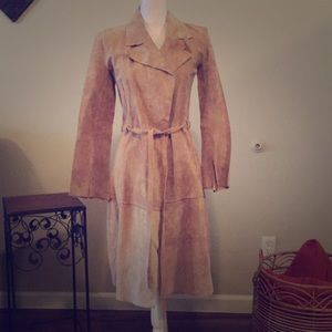 Bisou Bisou genuine suede trench coat xs